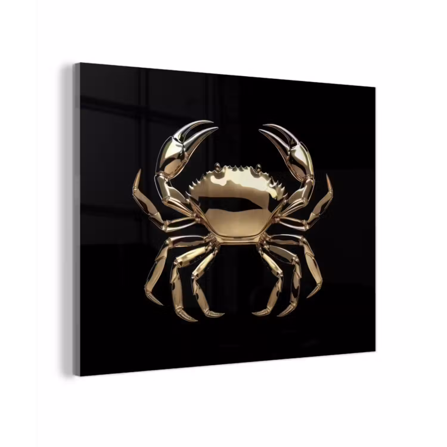 Glas schilderij - Goud - Krab - Dieren - Zwart