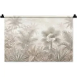Jungle - Tropisch - Natuur -Vintage - Beige Wandkleed katoen klein -zz3d