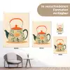 Oranje - Theepot - Bloemen - Bladeren tuinposter los doek klein -Xsfeer9_DE