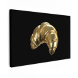 Croissant - Brood - Goud - Zwart Tuinposter op houten frame 2 cm dik klein -3d