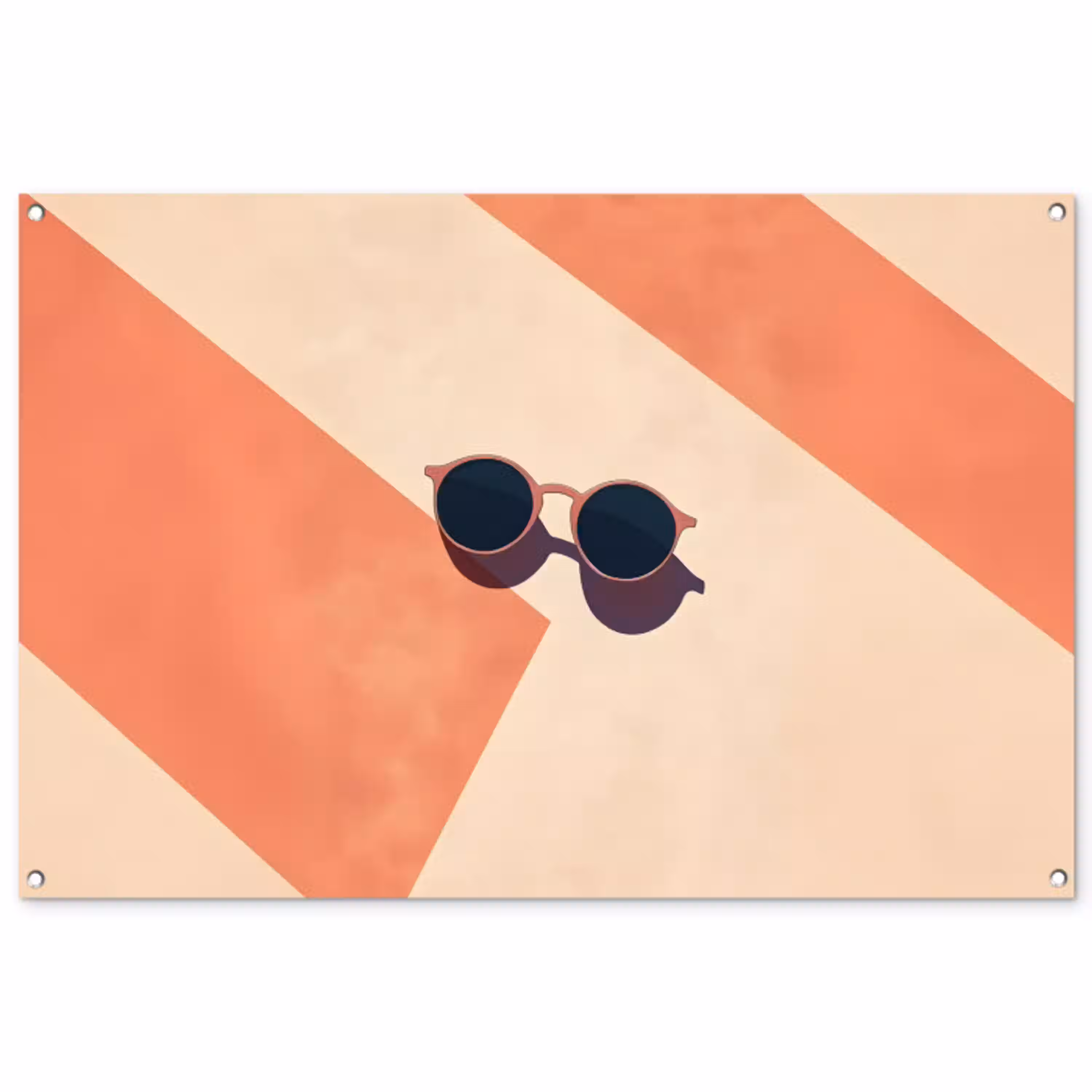 Zonnebril - Schaduw - Oranje - Minimalistisch tuinposter los doek groot -3d