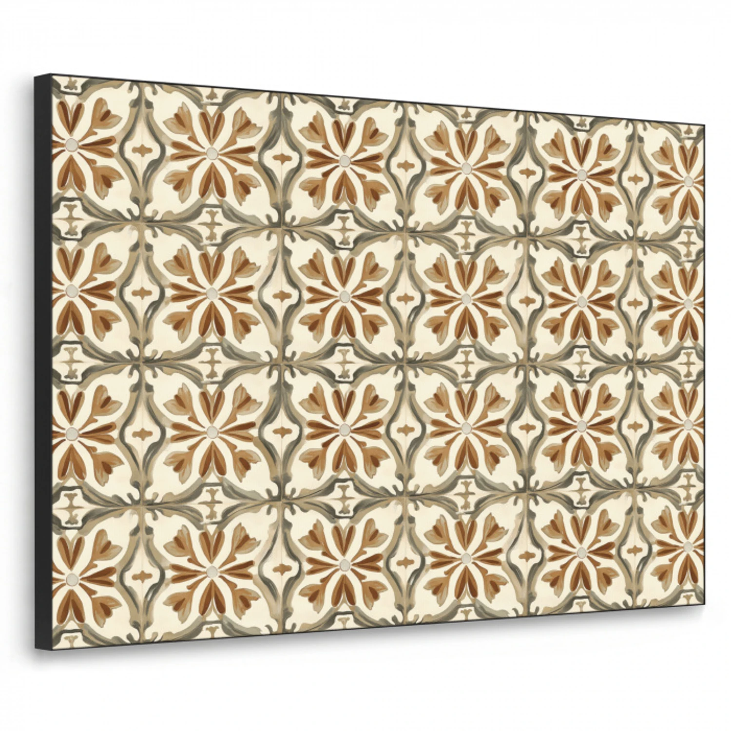 Siertegel - Patroon - Bruin Textielframe zwart klein 947 -3d