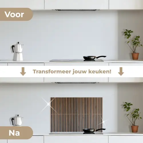 Vintage - Hout - Design - Structuur keuken achterwand spatscherm klein -voor_na_NL