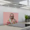 Luiaard - Bloemenprint - Bril - Roze keuken achterwand spatscherm klein -3d_schuin