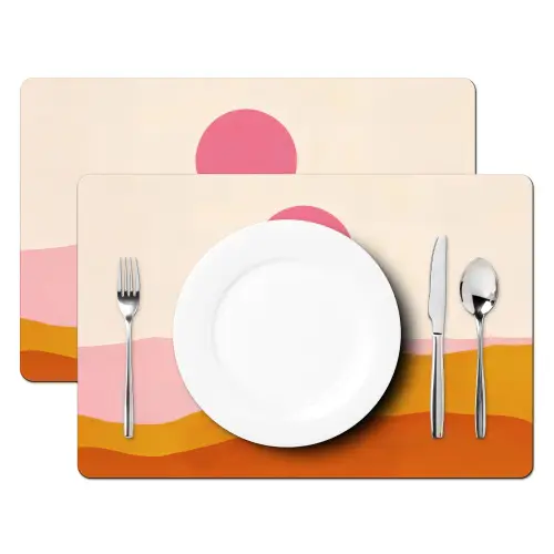 Zon - Heuvels - Abstract - Roze Placemat vinyl groot -zzsfeer2_Kitchenyeah-website