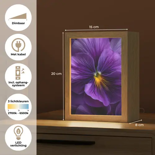Paars - Viool - Diepte Light Box met kabel (Tafellamp) klein -USP_NL
