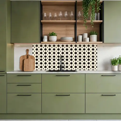 Stervormen - Geometrisch - Zwart keuken achterwand 2 middel 871 -sfeer3