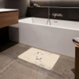 Kraanvogels - Bloesem - Beige Badmat klein -sfeer3