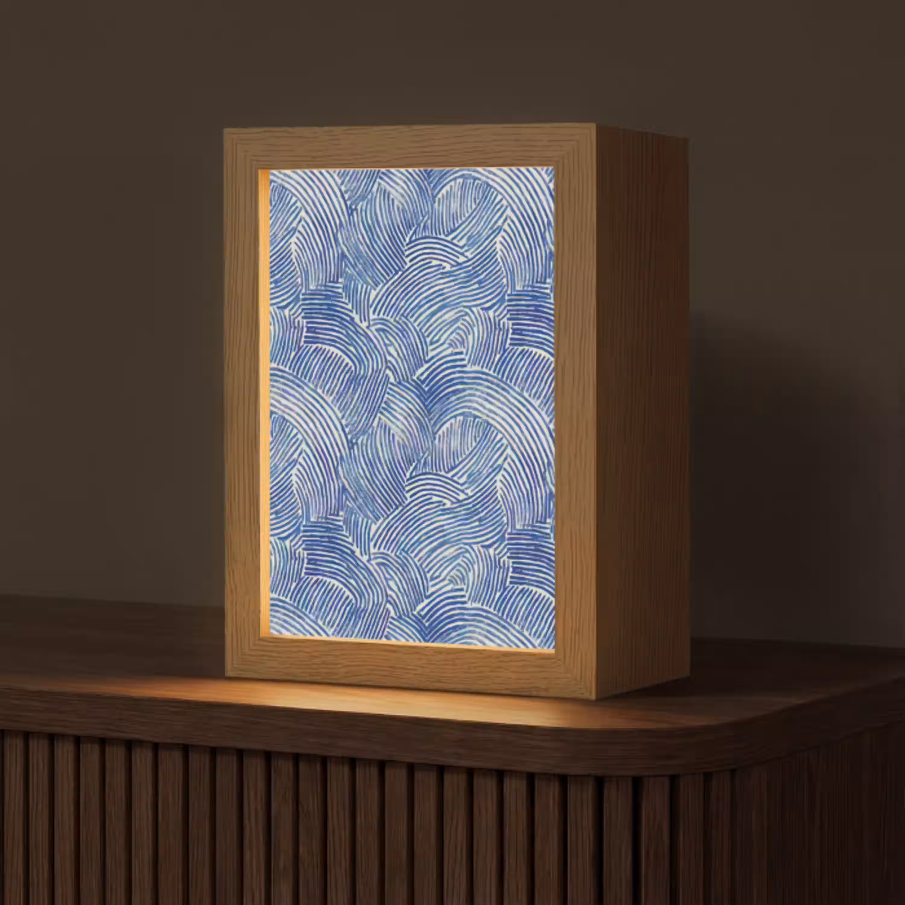 Modern - Abstract - Blauw Light Box met kabel (Tafellamp) klein 925 -z3d_website
