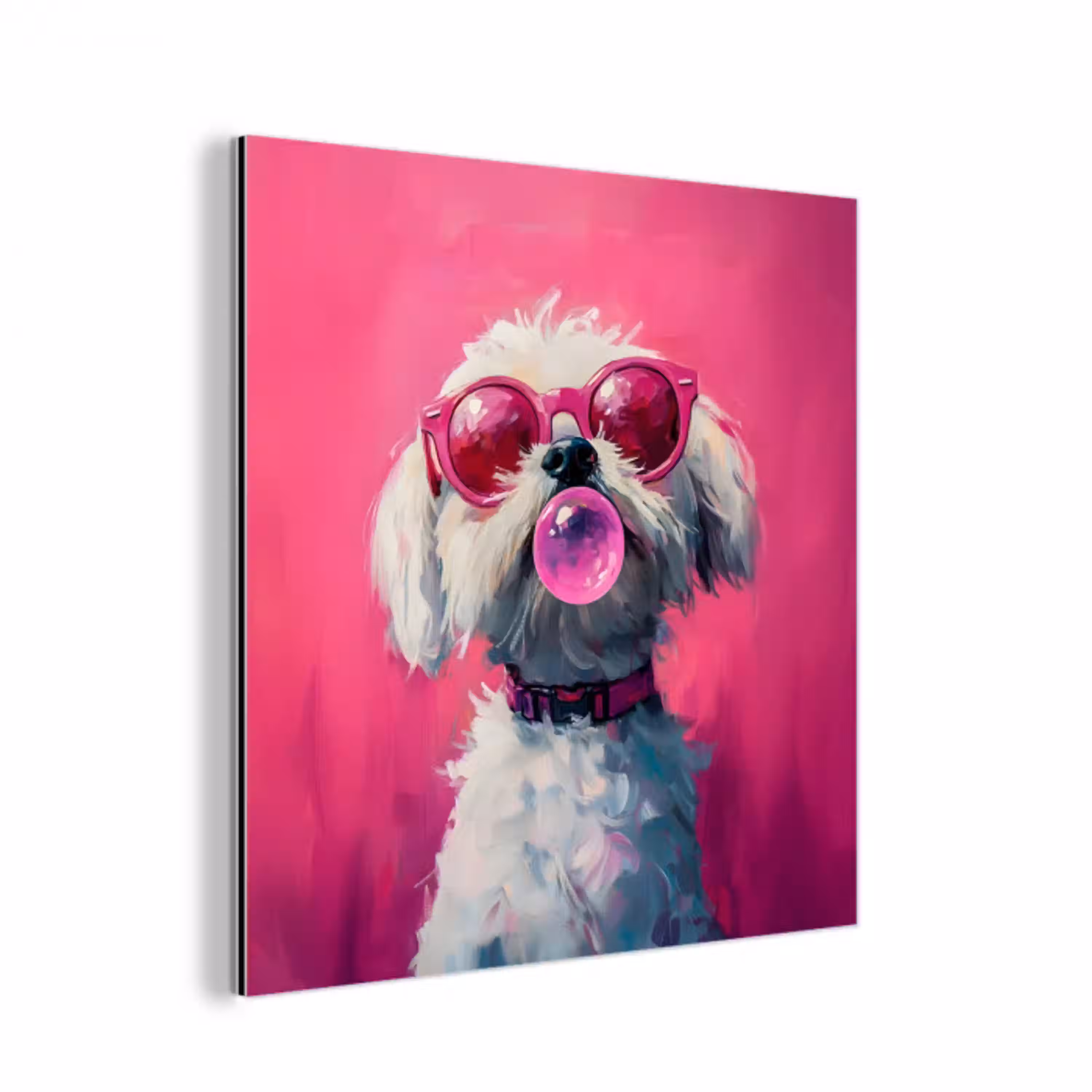 Pink - Hond - Bubbel aluminium wit klein -3d