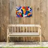 Vormen - Abstract - Stippels - Blauw Tuinposter op houten frame 2 cm dik klein -sfeer4