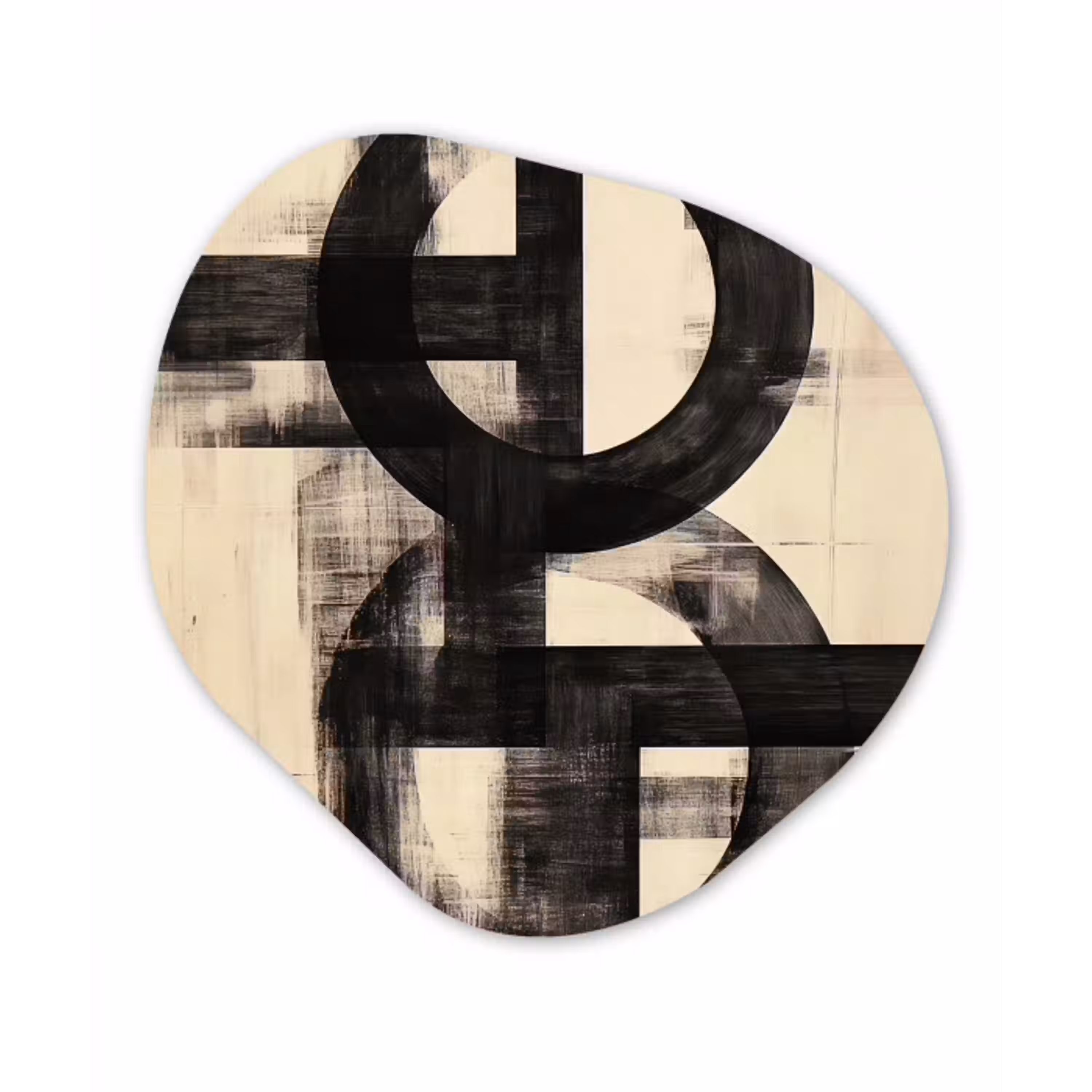 Cirkels - Balken - Zwart - Abstract Wandcirkel Organisch Forex 3mm klein -3d