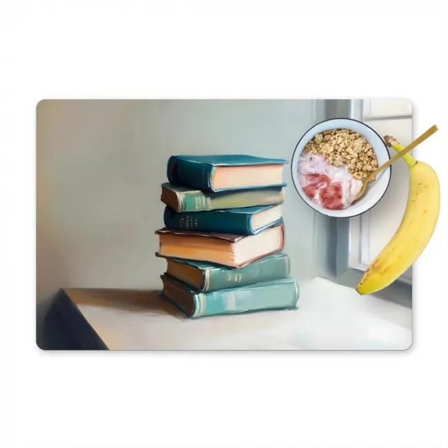 Stapel - Boeken - Groen - Daglicht Placemat vinyl groot -zzzproduct_Kitchenyeah-website