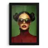 Vrouw - Groen - Bril - Aesthetic - Modern fotolijst zwart zonder passe partout klein -3d