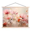 Bloemen - Watercolor - Roze - Abstract - Kunst textielposter latten blank klein -3d