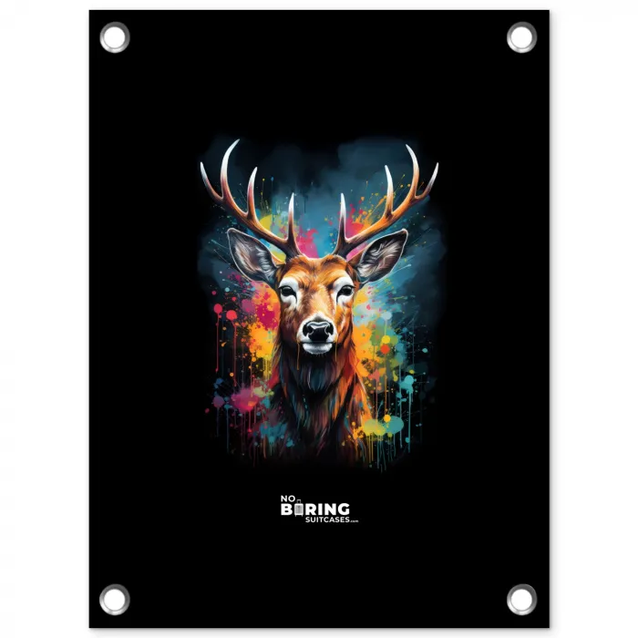 Hert met gewei tussen graffiti spray tuinposter los doek klein -3d