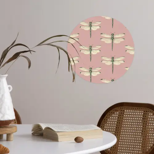 Lillibellen - Patroon - Roze Wandcirkel behangsticker klein 186 -sfeer3