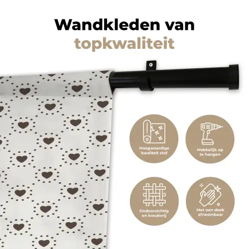 Stippen - Hart - Patroon Wandkleed katoen klein 269 -sfeer2