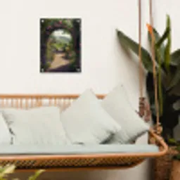 Doorkijk - Landschap - Bloemen - Rozenboog - Natuur tuinposter los doek klein -sfeer7