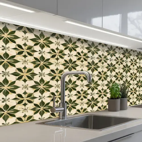 Tegel - Dessin - Groen keuken achterwand 2 middel 871 -3d_schuin