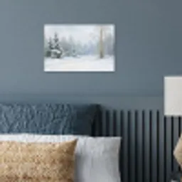 Bospad - Dennen - Sneeuw - Winter - Rustgevend poster papier klein -sfeer2