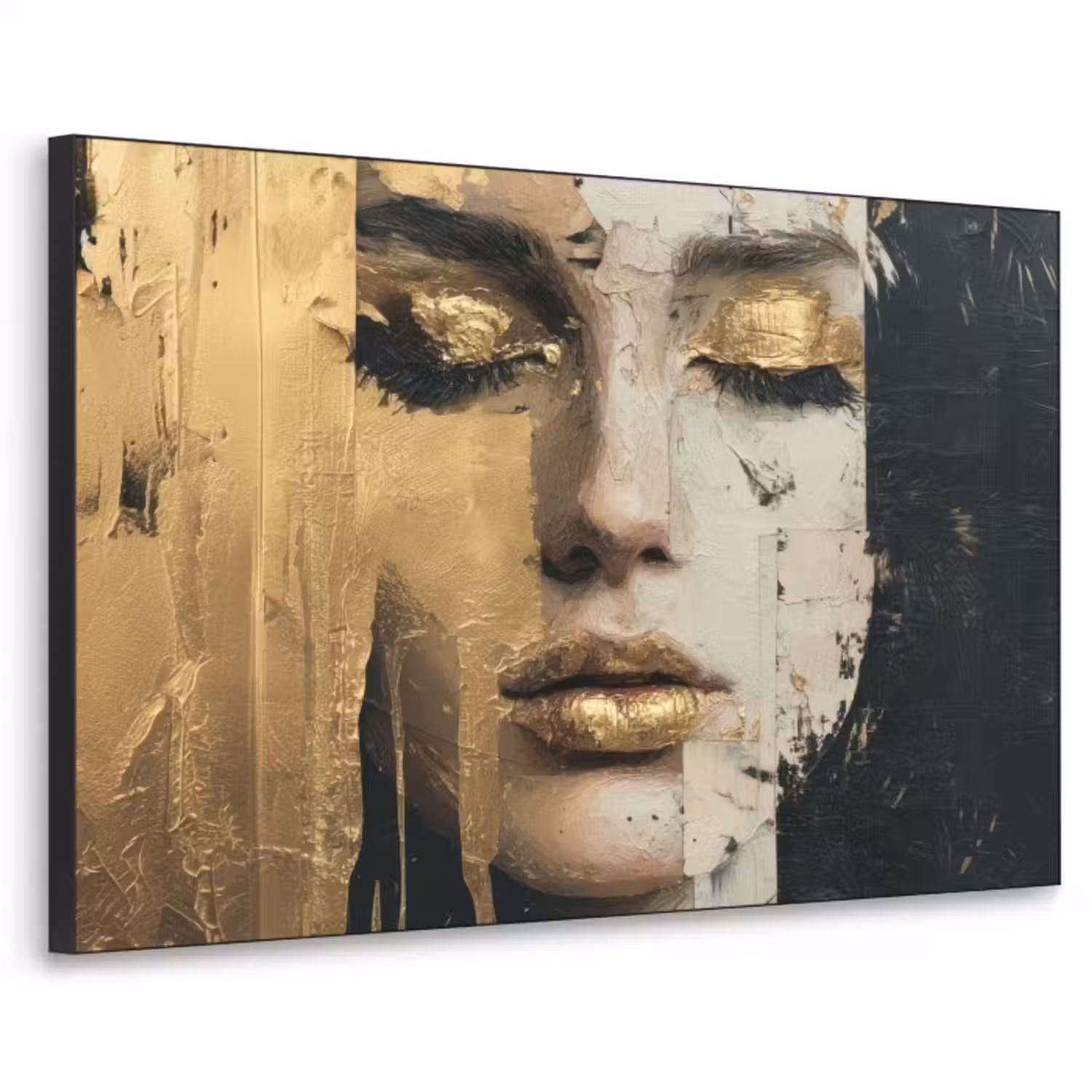 Art Frame - Abstract - Goud - Gezicht - Lippen