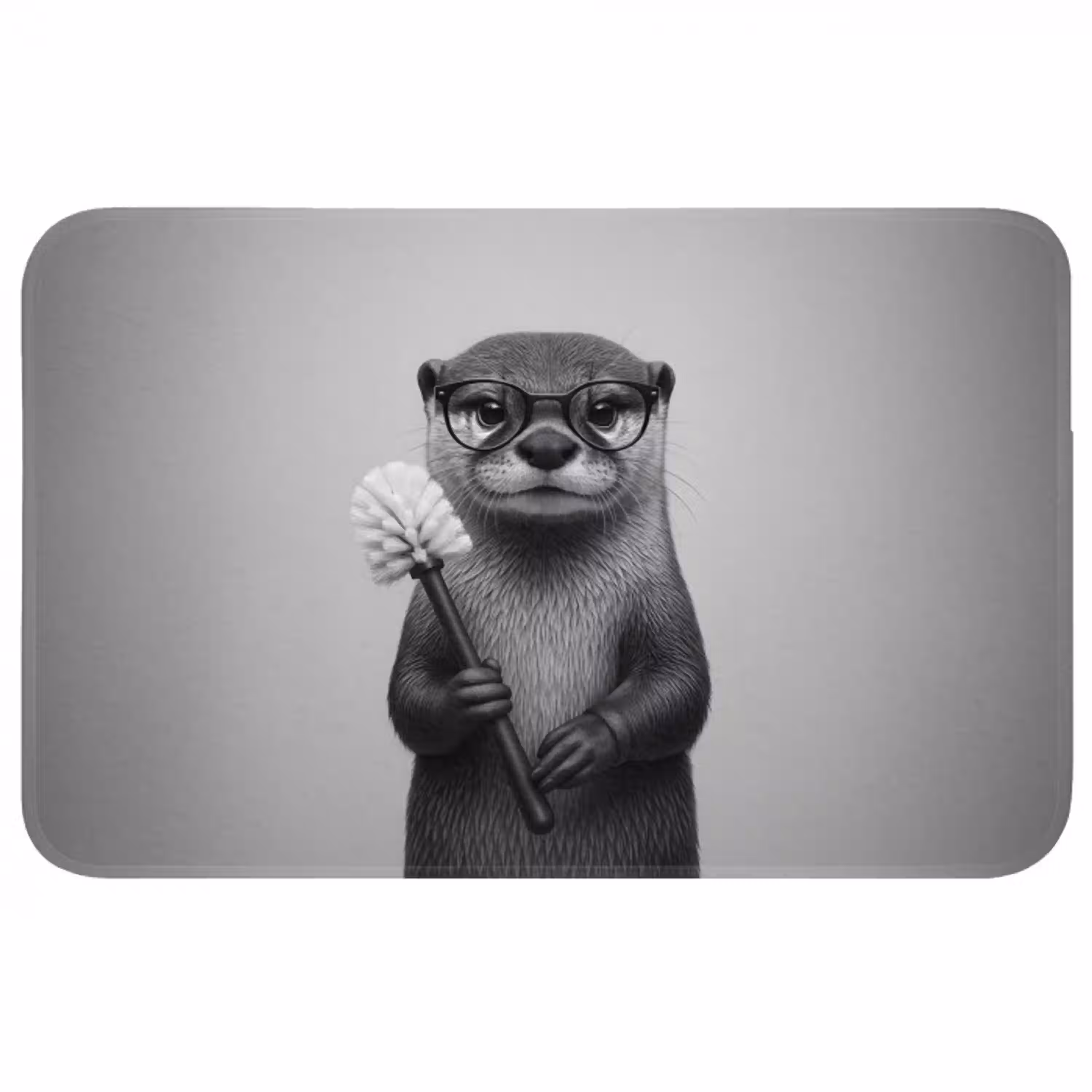Otter - Wc-borstel - Bril - Zwart - Wit Badmat middel -3d