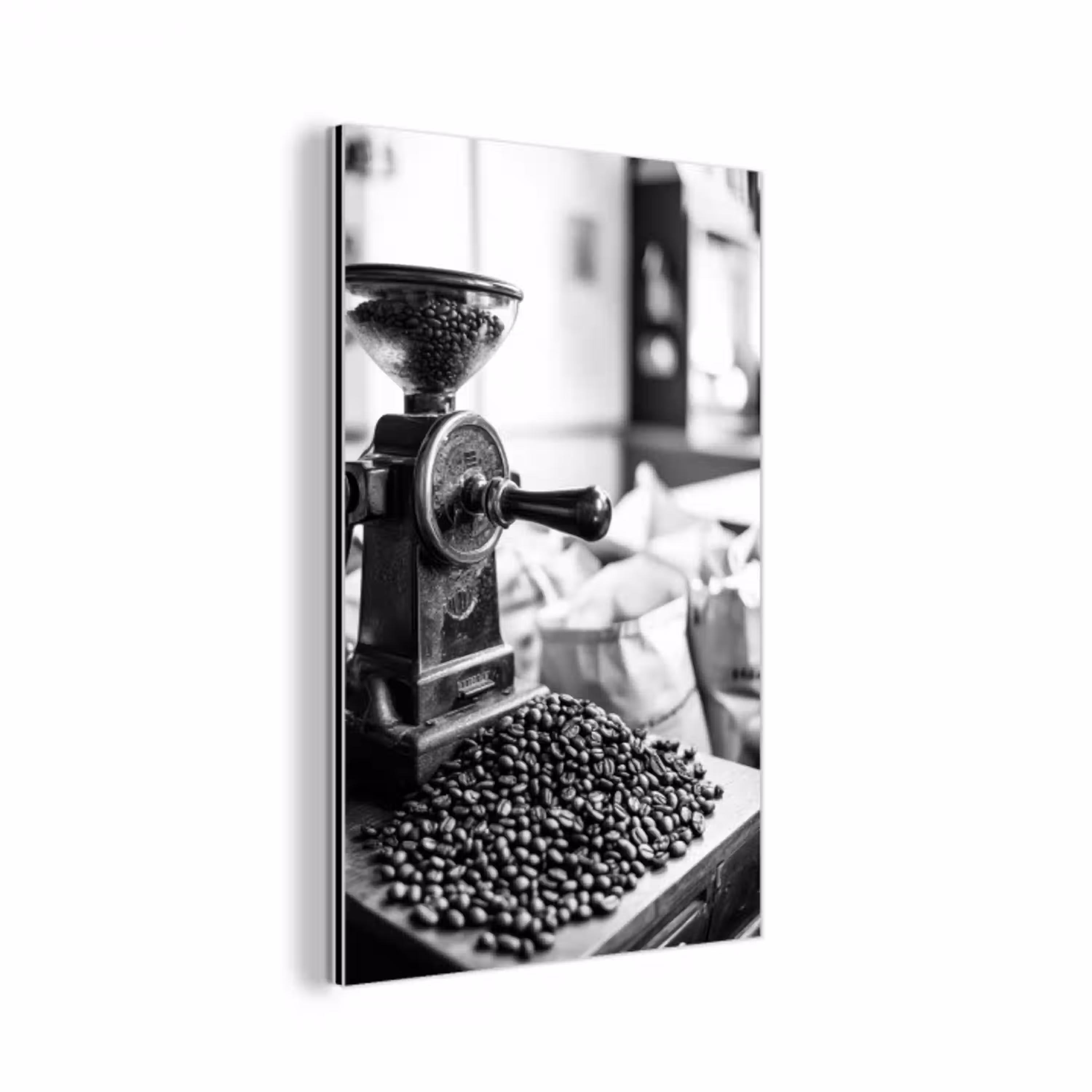 Koffiemolen - Gemalen - Vintage aluminium wit klein -3d