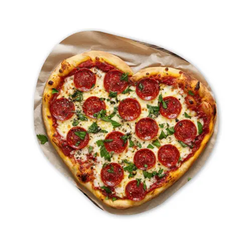 Pizza - Hart - Pepperoni - Tomaat Wandcirkel Organisch Forex 3mm klein -3d