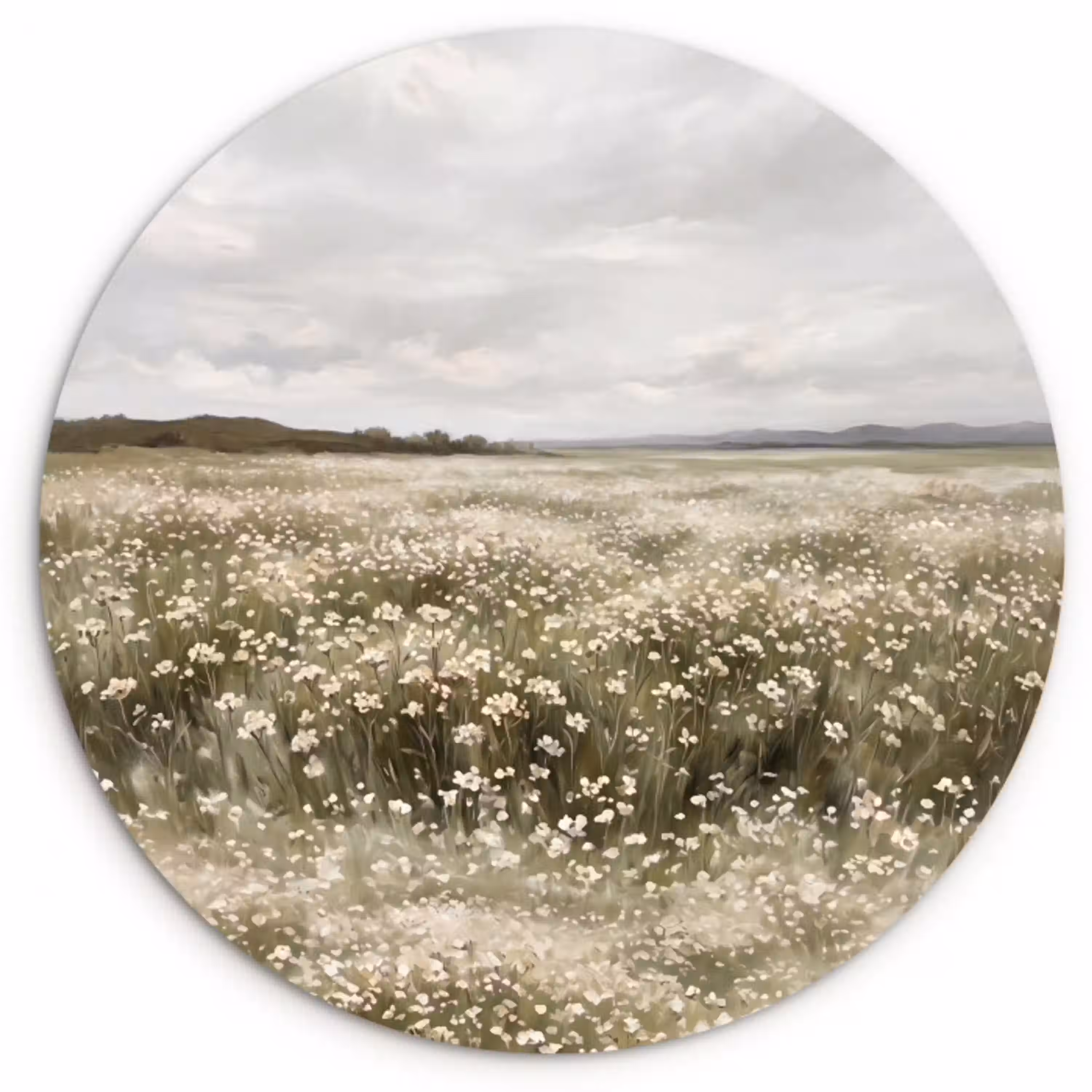 Illustratie - Landschap - Wit Wandcirkel kunststof plaat 5mm dik klein -3d