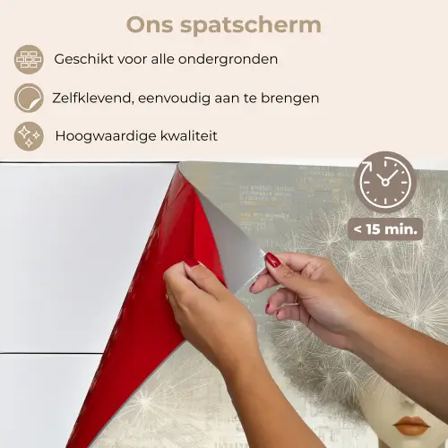 Pluis - Vrouw - Beige keuken achterwand spatscherm klein -spatscherm_NL