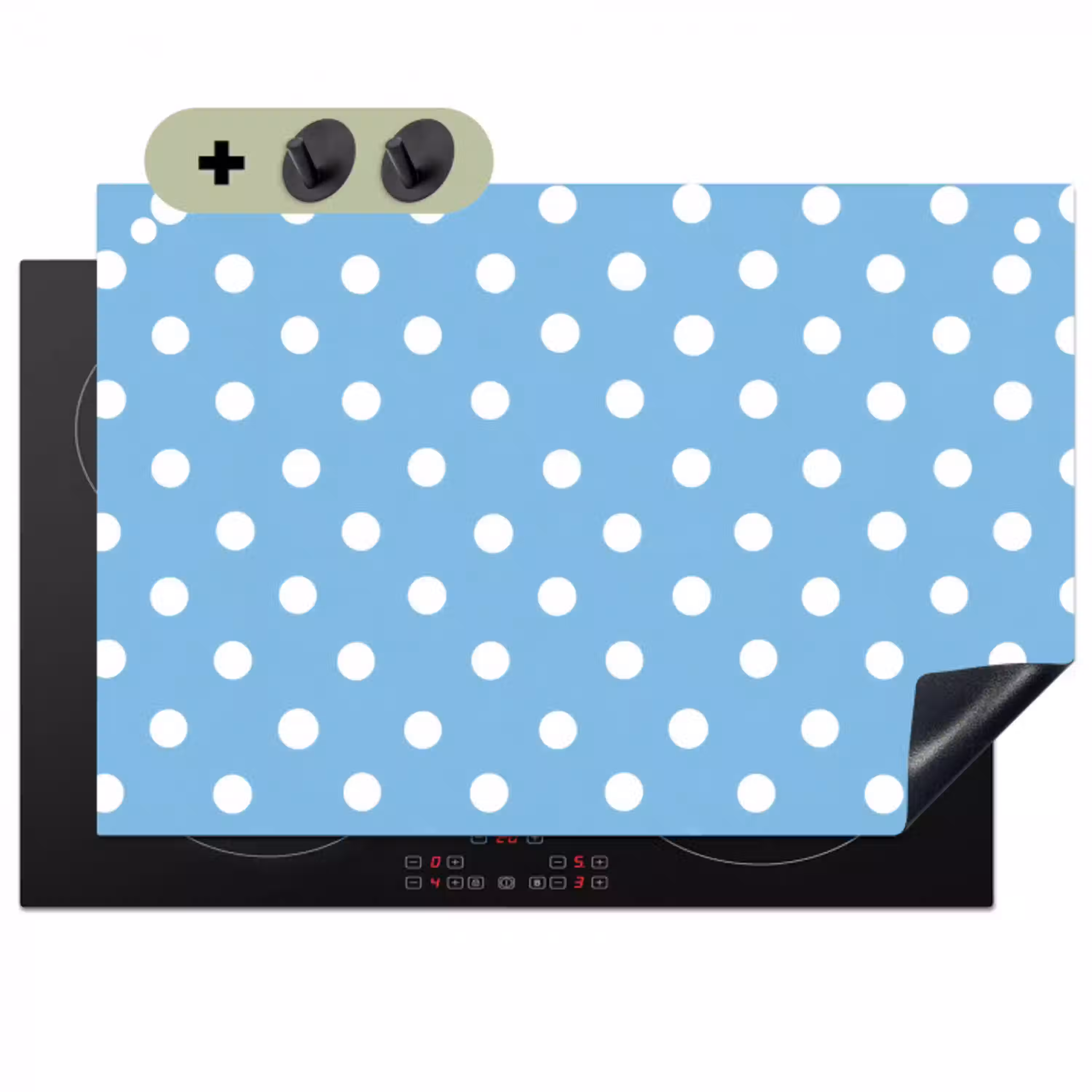 Polka - Dots - Blauw Inductie beschemer met haakjes klein 777 -3d