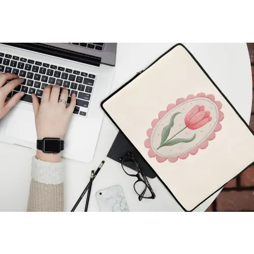 Tulp - Lijst - Ovaal - Illustratie laptophoes neopreen klein -bureau