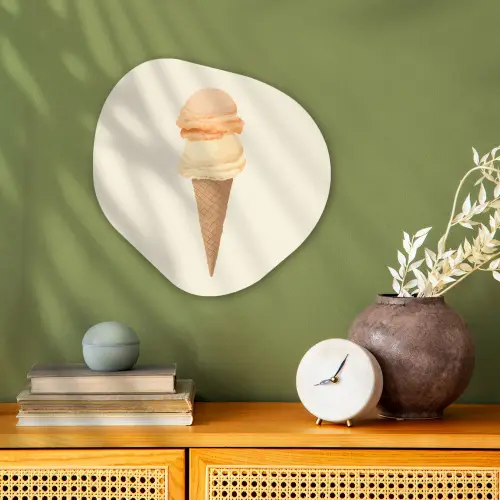 Minimalistisch - Schepijs - Hoorntje - Beige Wandcirkel Organisch Forex 3mm klein -sfeer2