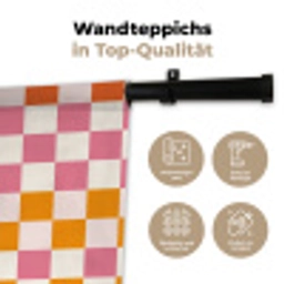 Vierkant - Patroon - Oranje Wandkleed katoen klein 269 -tsfeer2_DE