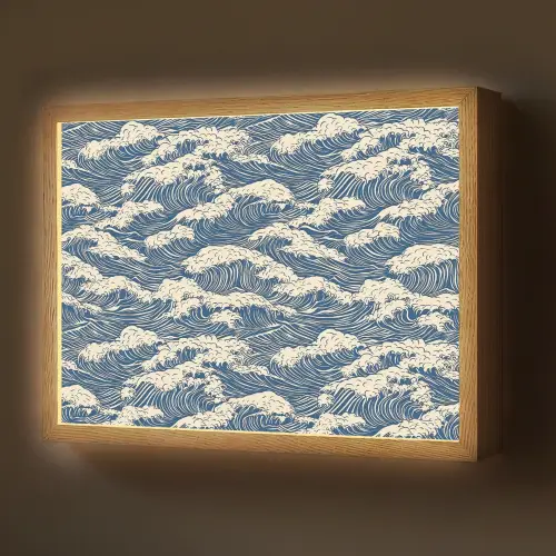Golven - Klassiek - Blauw Light Box met batterij (Wandlamp) middel 907 -z3d_website