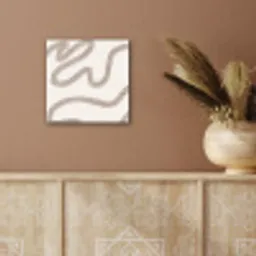 Abstract - Moderne kunst - Beige aluminium wit klein -sfeer4