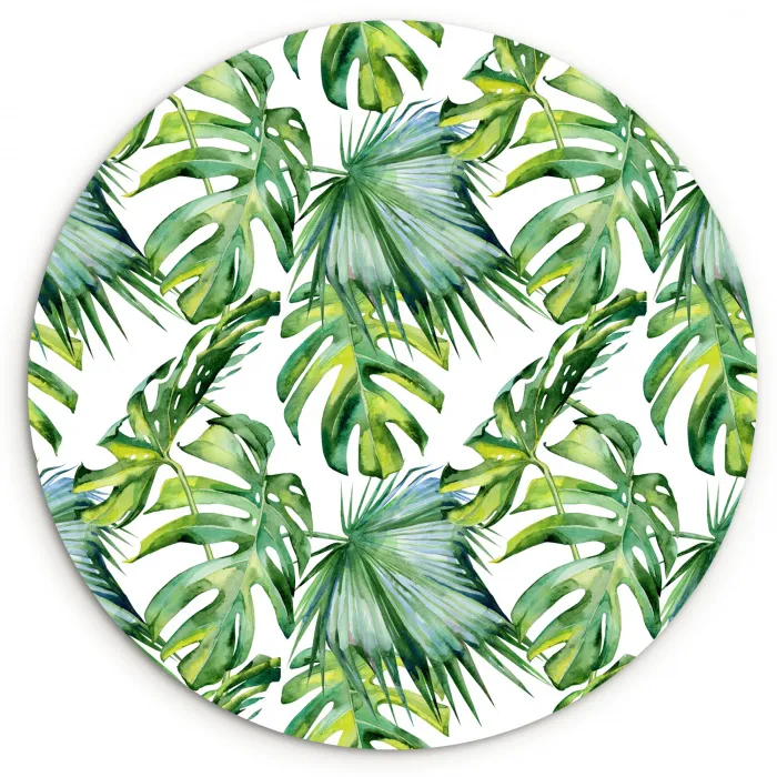 Bohemian - Bladeren - Bloemen - Tropisch Wandcirkel kunststof plaat 5mm dik klein -3d