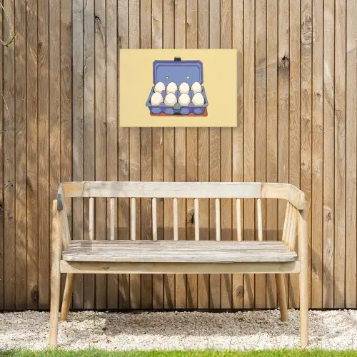 Eieren - Doos - Minimalistisch - Blauw Tuinposter op houten frame 2 cm dik klein -sfeer4