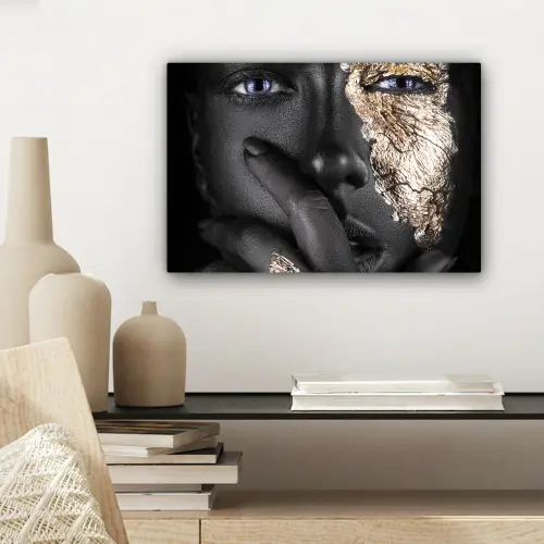Vrouw - Goud - Zwart - Schmink - Luxe canvas 2cm klein -sfeer6