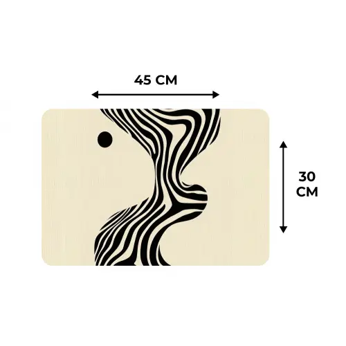 Beige - Lijnen - Golvend -  Abstract Placemat vinyl groot -specs