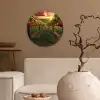 Wijngaard - Druiven - Zonsondergang Wandcirkel plexiglas klein -sfeer1