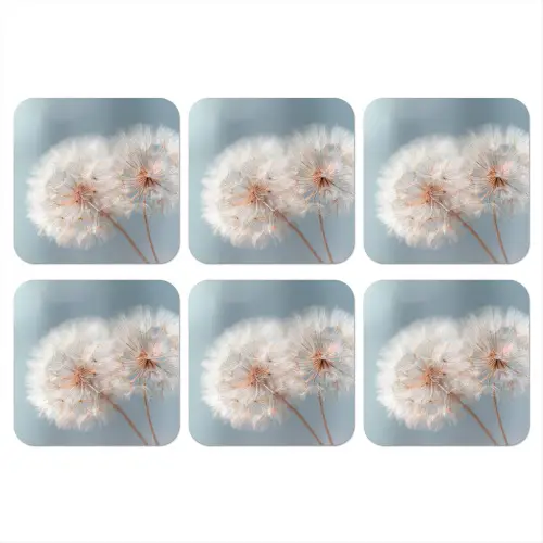 Paardenbloemen - Pluisjes - Wit onderzetter kurk middel -3d