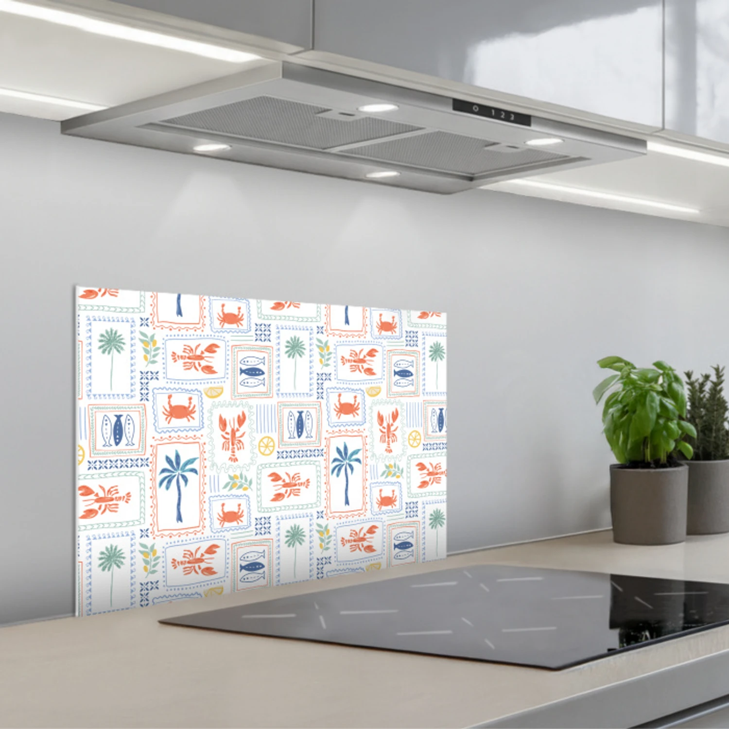 Italiaans - Zee - Sfeer - Krab - Multi keuken achterwand spatscherm klein 900 -3d_schuin