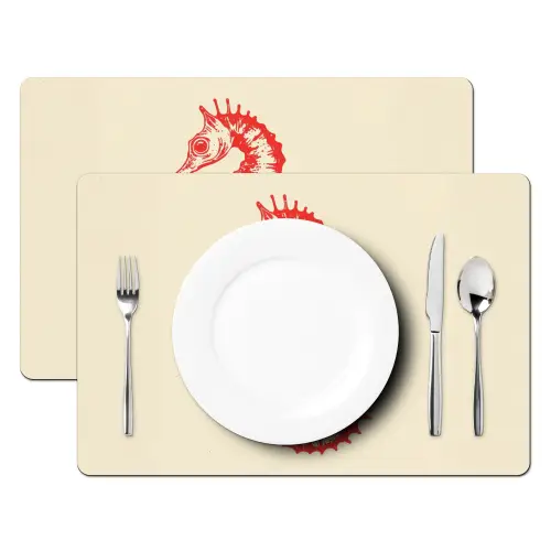 Zeepaardje - Rood - Fijne details Placemat vinyl groot -zzsfeer2_Kitchenyeah-website