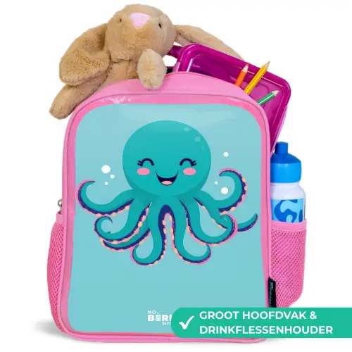Octopus - Water - Blauw Kinderrugzak - Roze middel -inhoud_NL