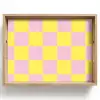 Schaakbord patroon - Geel - Roze - Blokjes Dienblad Rechthoek middel -z3d_shopping