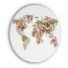 Wereldkaart - Bloemen - Felgekleurd Akoestische PET Vilt - Rond klein -3d