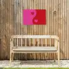 Minimalistisch - Rood - Roze - Hartjes Tuinposter op houten frame 2 cm dik klein -sfeer4