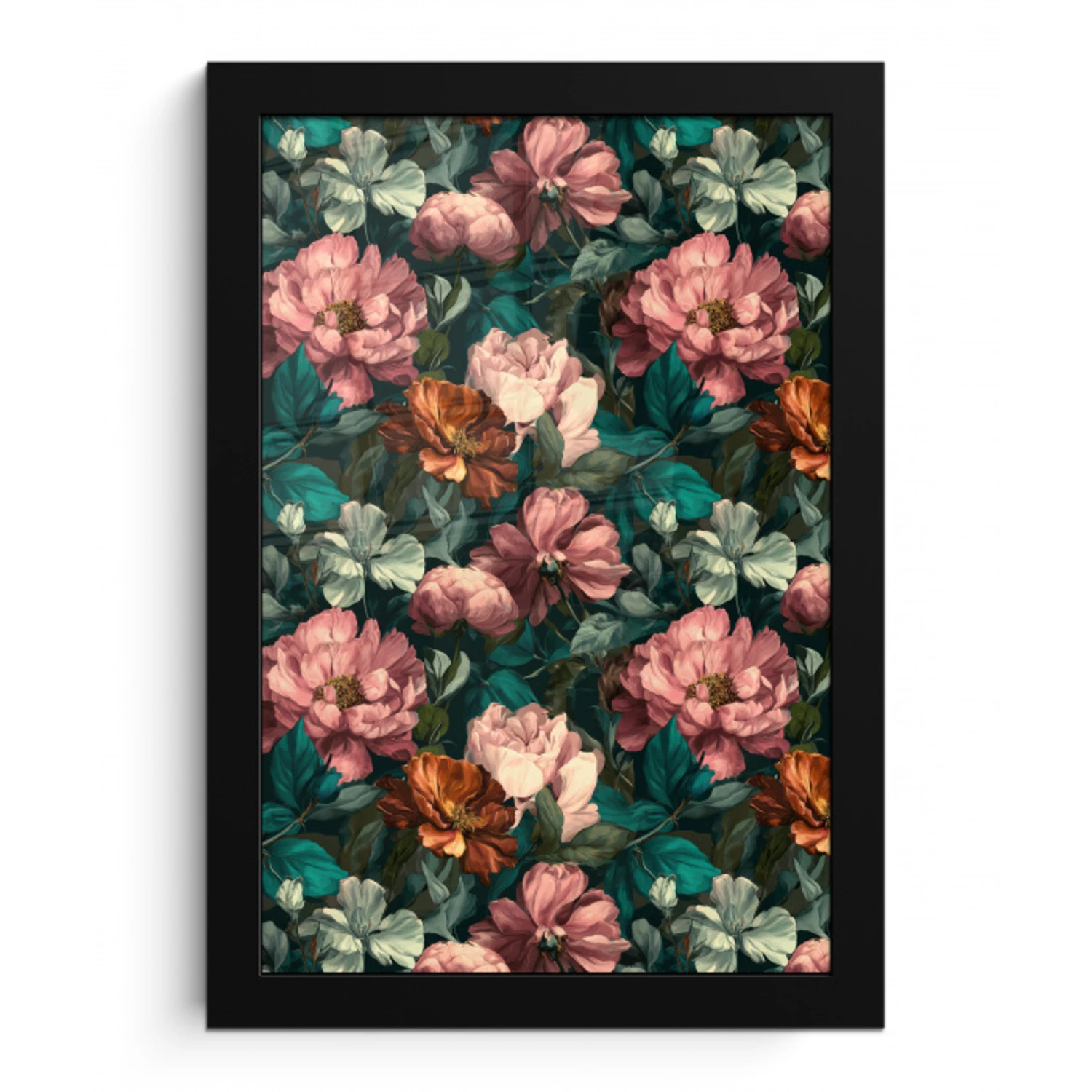 Bloemen - Schilderachtig - Patroon - Roze fotolijst zwart zonder passe partout klein 224 -3d